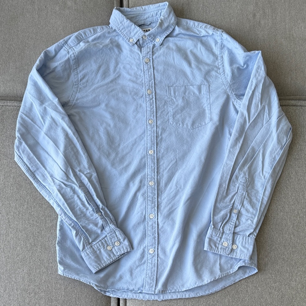 Express Men’s 100% Cotton Light Blue Casual Button Down Shirt M-Tall Slim
